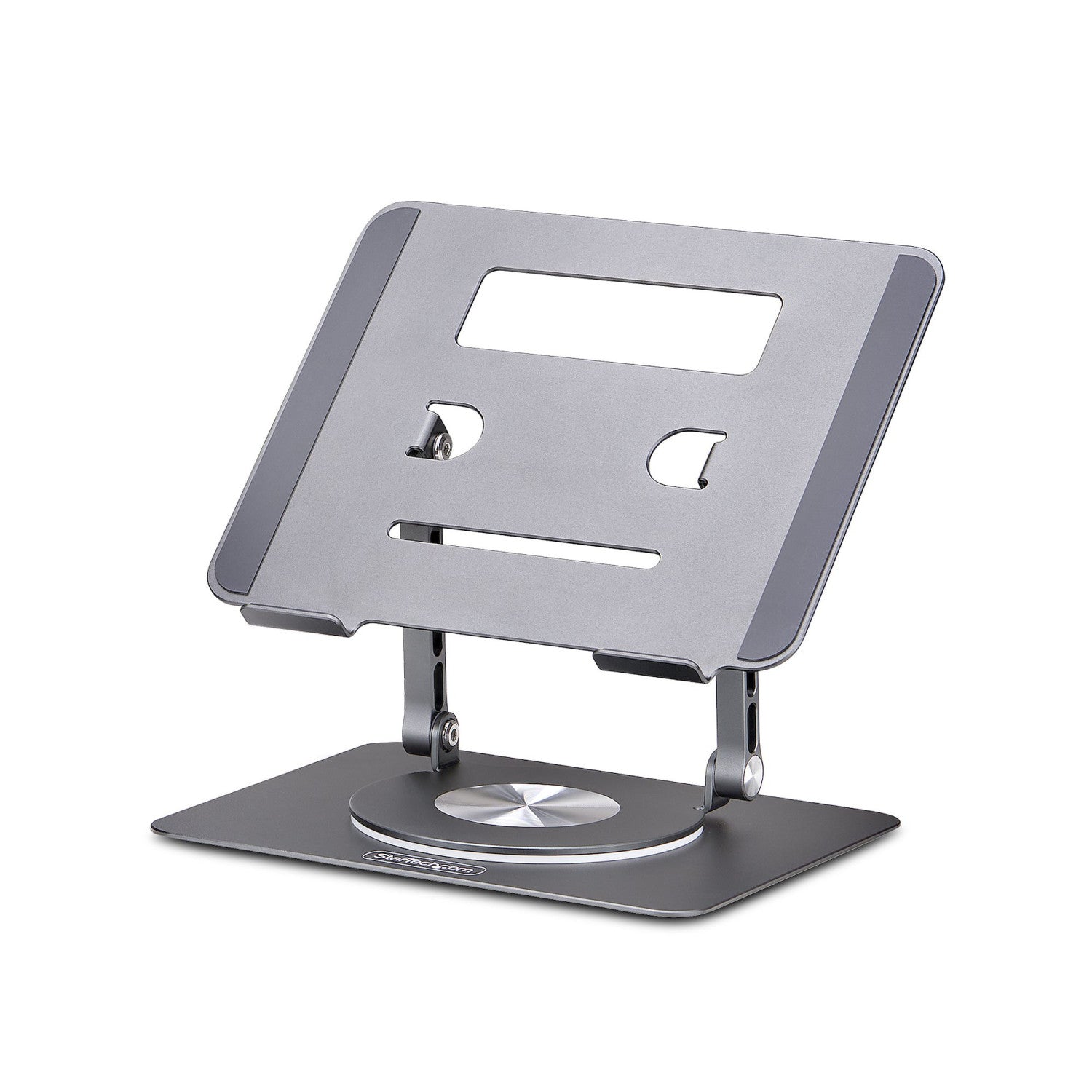 StarTech.com Supporto per PC portatile con rotazione a 360 , rialzo ergonomico da scrivania per laptop, rialzo con inclinazione regolabile, max 5 kg, alluminio