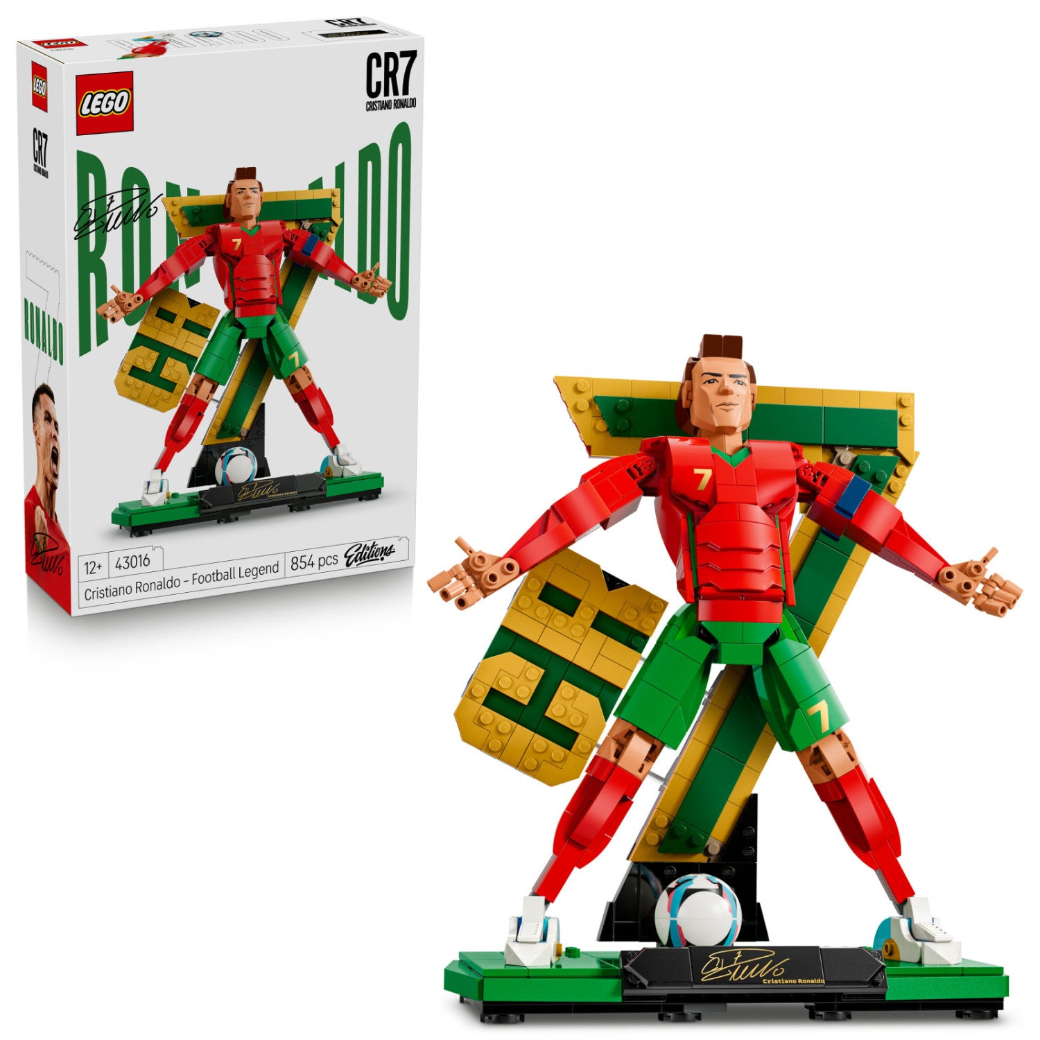 Lego Editions 43016 Cristiano Ronaldo Leggenda Del Calcio, Action Figure Giocattolo 3D Da Esposizione, Regalo Bambini 12