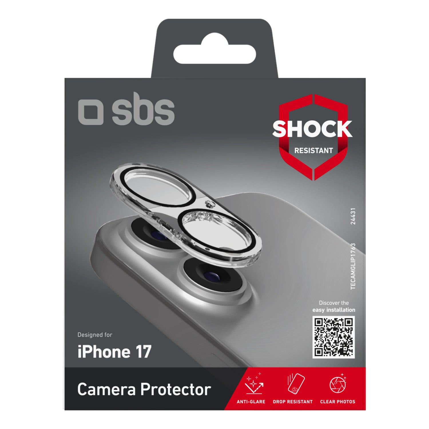 SBS TECAMGLIP1763 protezione per lo schermo e il retro dei telefoni cellulari Protezione per obiettivo della fotocamera Apple 1 pz