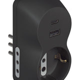 BTicino Adattatore Advance B3 S3613GAC con Presa Schuko, 2 Prese 10A, USB-A e USB-C, 1500W, Antracite