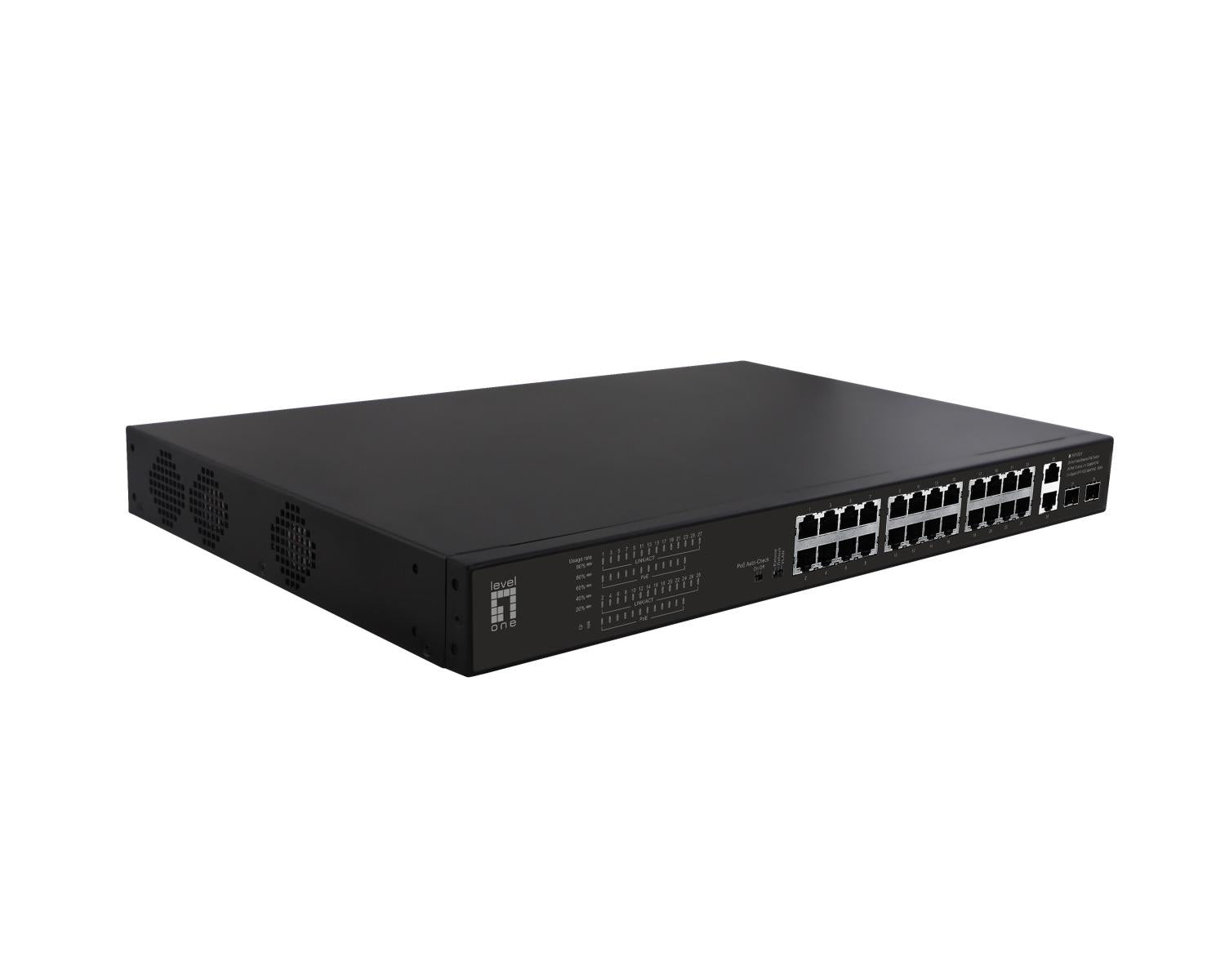 LevelOne FGP-2831 Switch di Rete non Gestito Fast Ethernet 10/100 Supporto Power over Ethernet PoE 1U Nero