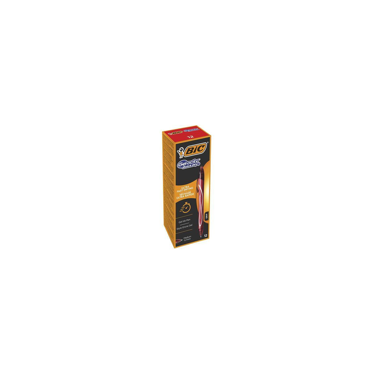 BIC Gel-ocity Quick Dry Rosso Penna a sfera retrattile a clip Medio 12 pz