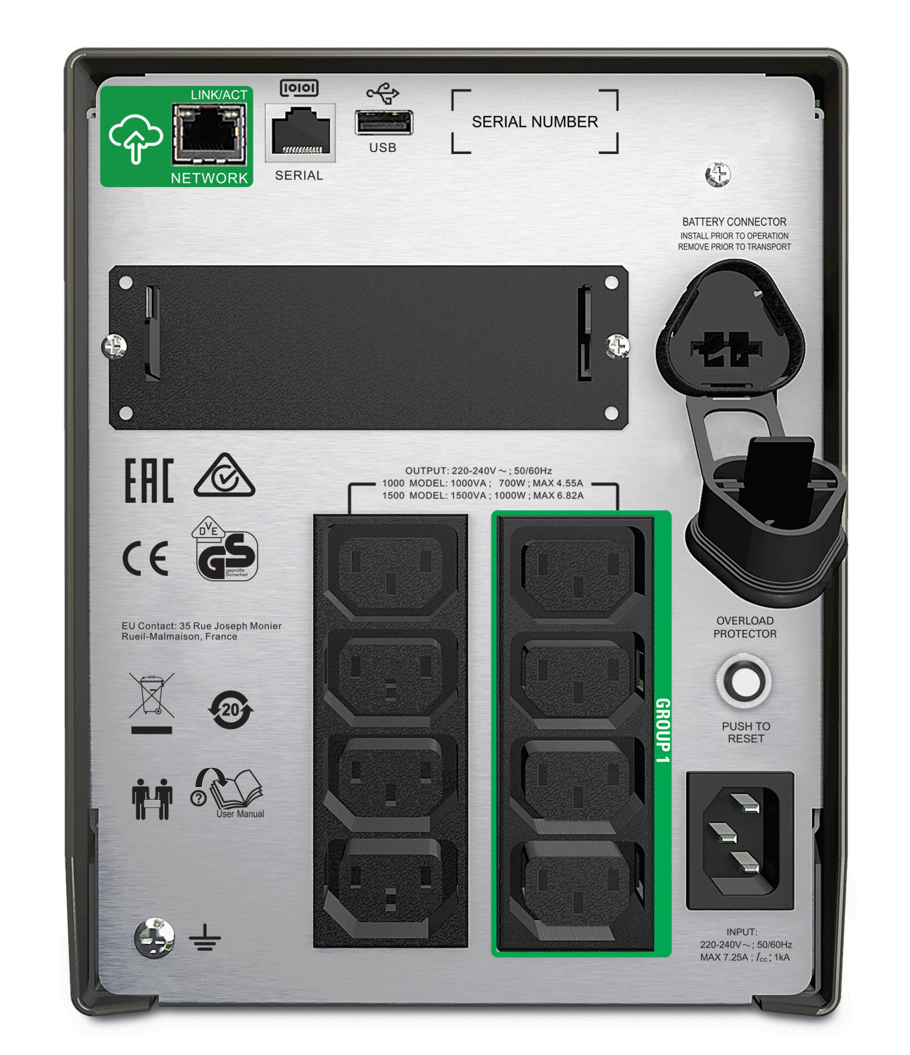 APC SMT1500IC gruppo di continuità (UPS) A linea interattiva 1,5 kVA 1000 W 8 presa(e) AC