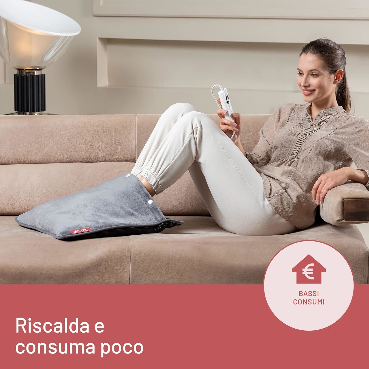 Imetec IntellisenseFeet Scaldapiedi, Tecnologia intellisense, Tessuto morbido, 5 temperature, Autospegnimento, Dispositivo sicurezza electro block, Rivestimento lavabile in lavatrice, 48x50 cm