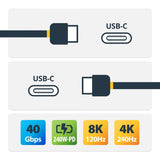 StarTech.com Cavo USB4 da 50cm, cavo USB-C certificato USB-IF, 40 Gbps, 240W PD 3.1 EPR, 8K 60Hz, cavo di trasferimento dati USB Type-C, compatibile con porte TB/USB 3.2