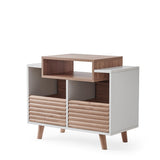 Norstone Oslo 800 Mobile Porta Vinili Hi-Fi 2 Cassetti 160 Dischi Bianco/Rovere Chiaro 80x64x40 cm
