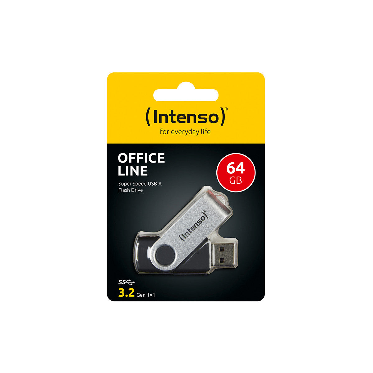 Intenso USB 64GB OFFICE LINE 3.2 Gen1 Silver-Black unità flash USB USB tipo A 3.2 Gen 1 (3.1 Gen 1) Nero, Argento