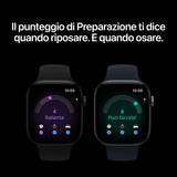 Apple Watch Series 12 GPS, cassa 42 mm in alluminio nero con cinturino Sport nero - S/M