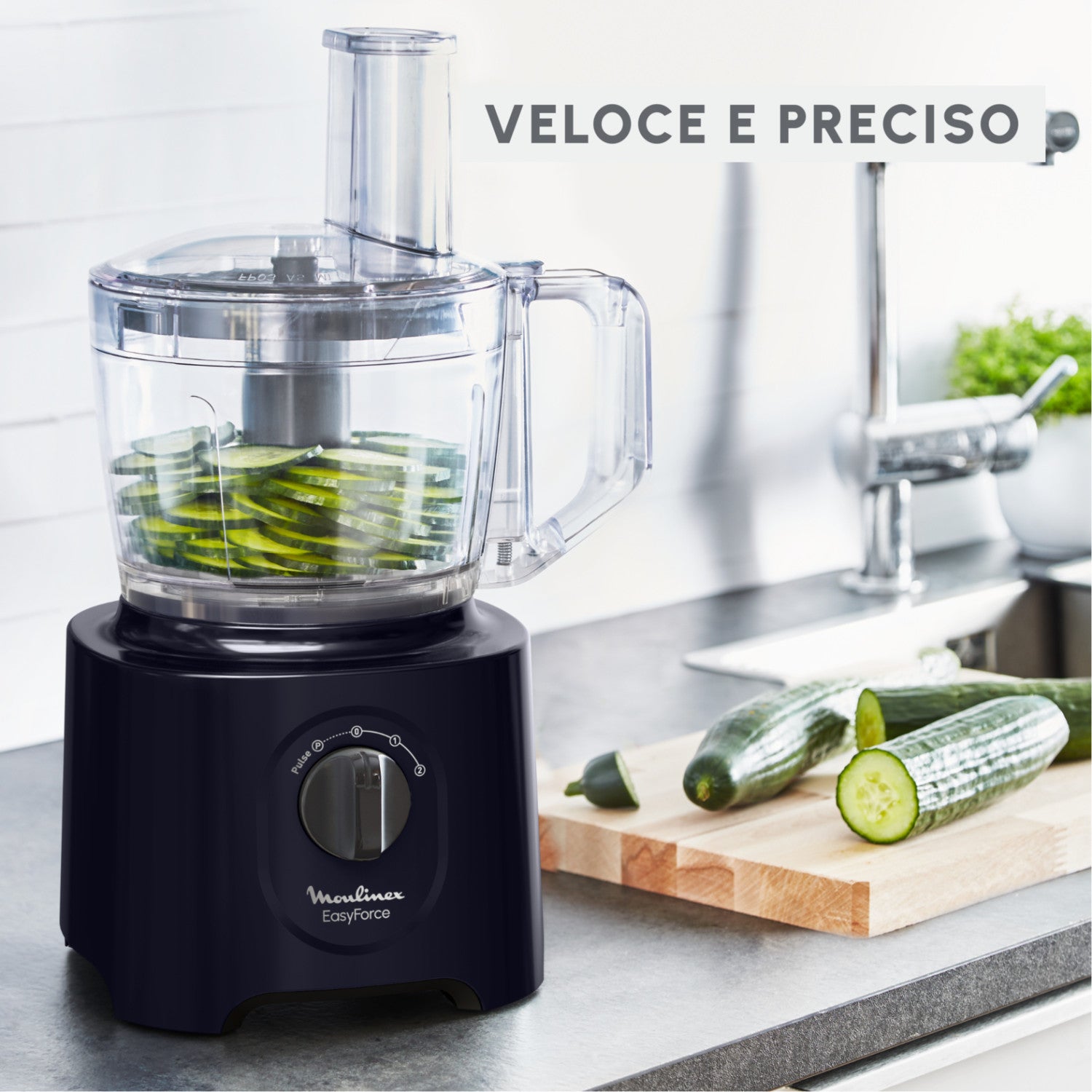 Moulinex FP242810 robot da cucina 800 W 2,4 L Nero, Trasparente