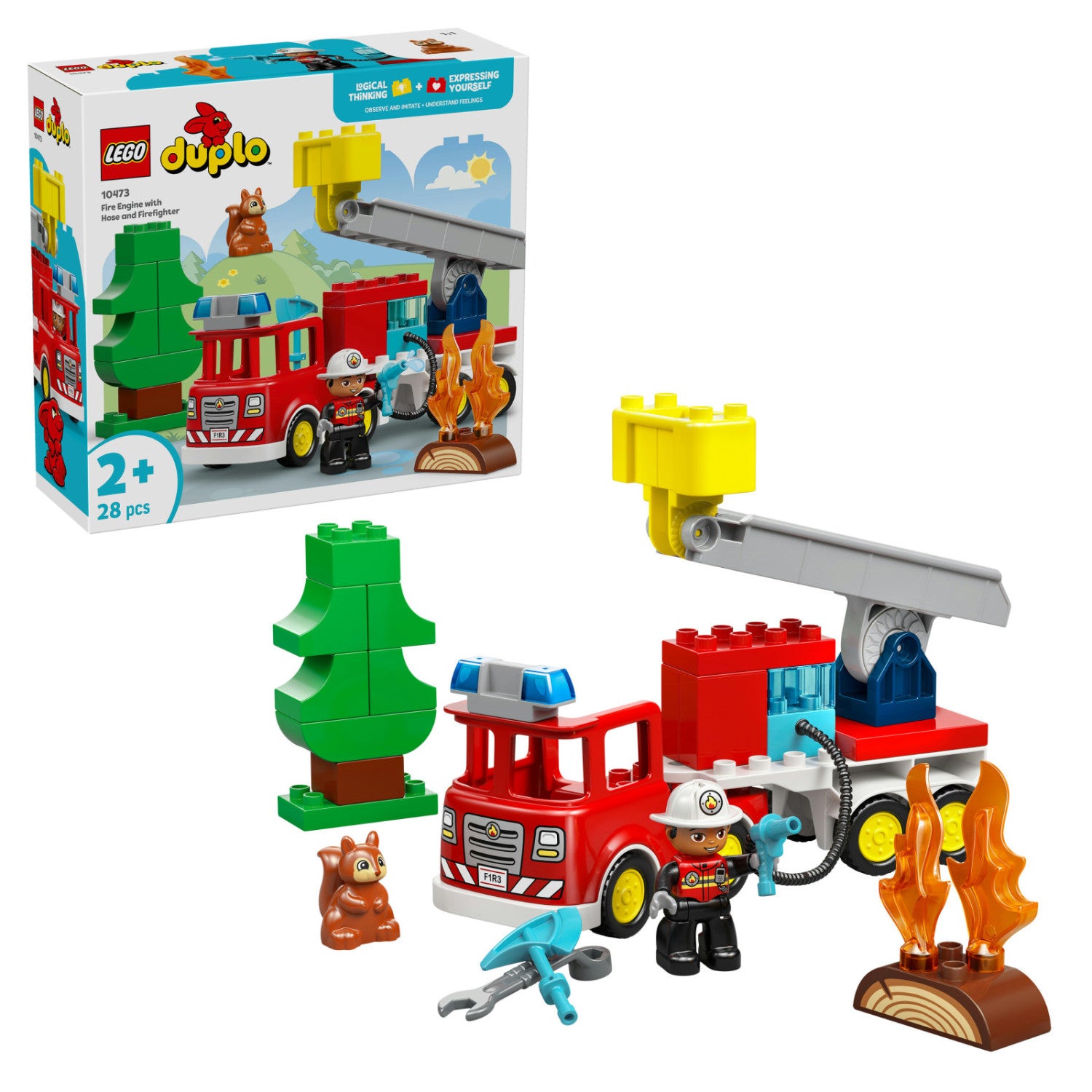 LEGO DUPLO Autopompa con Manichetta e Pompiere 10473 Set da Costruzione 28 Pezzi per Bambini dai 2 Anni