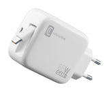 Cellularline Retractable Power 65W Caricabatterie da rete 65W con cavo retrattile USB-C e porta USB-C