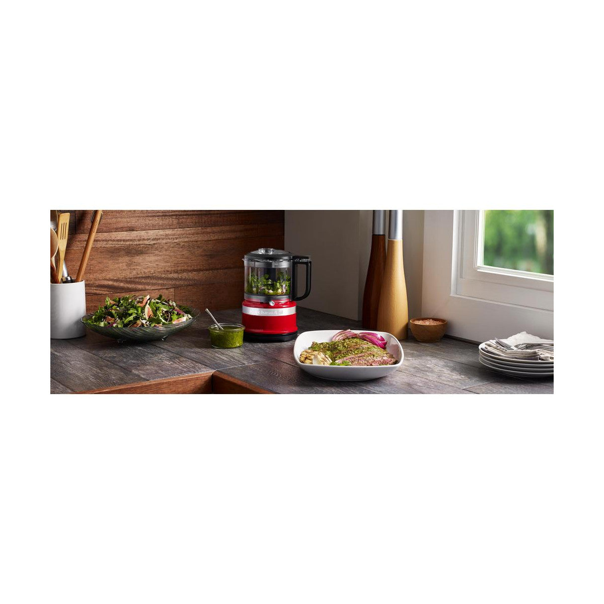 KitchenAid 5KFC3516EER 0,83 L 240 W Nero, Rosso, Acciaio inox