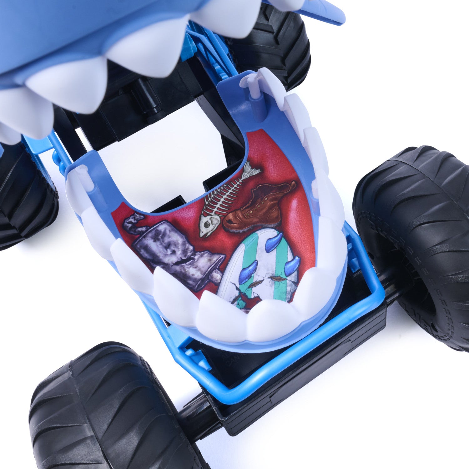 Monster Jam Camion RC Chomping Megalodon, Monster Truck Telecomandato in Scala 1:15 con 3 Modalità di Azione, Catena e Controller, Giocattoli per Ragazzi e Ragazze dai 4 Anni in su