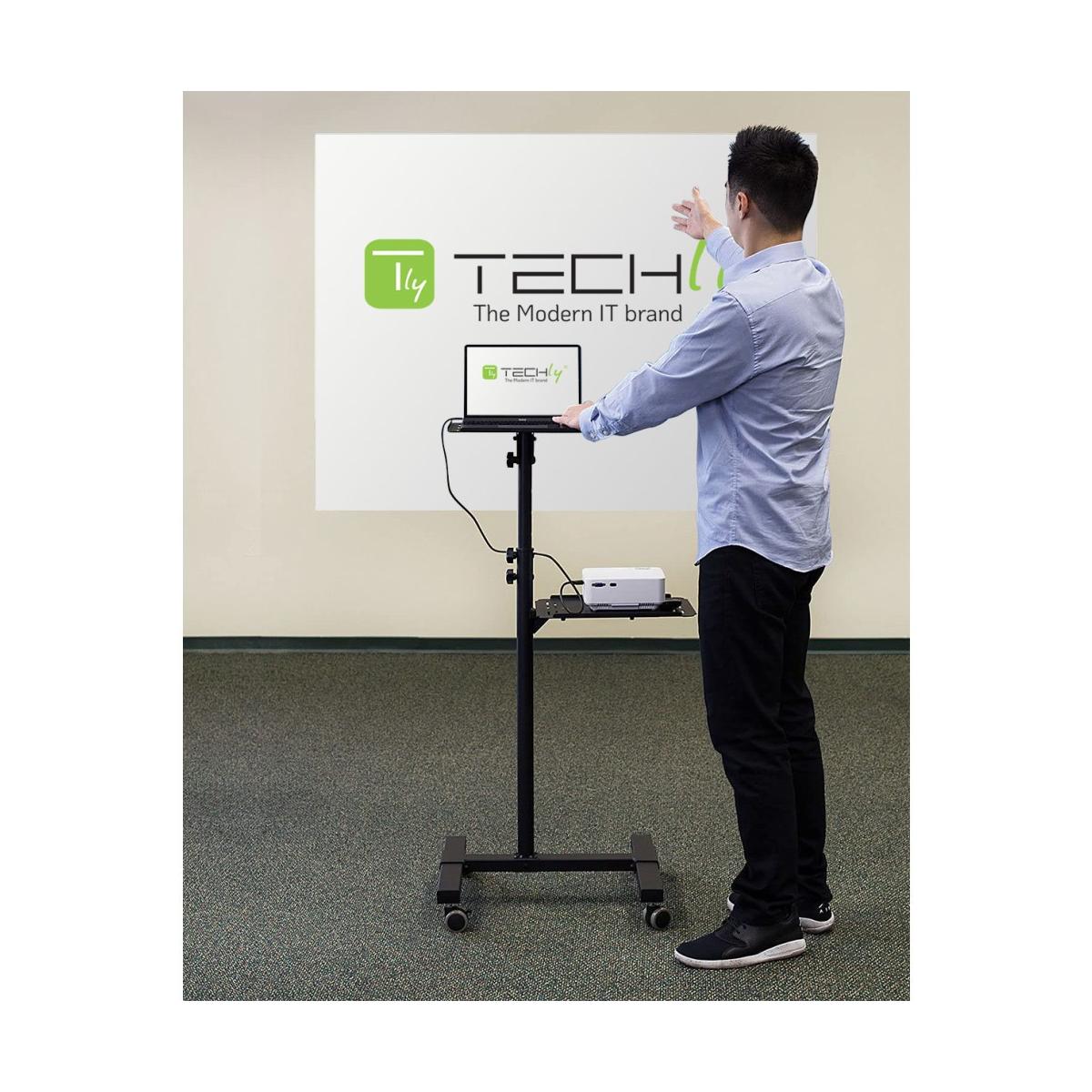 Techly ICA TB TPM 10 supporto per laptop Carrello per Proiettore Notebook Regolabile con Mensola Nero