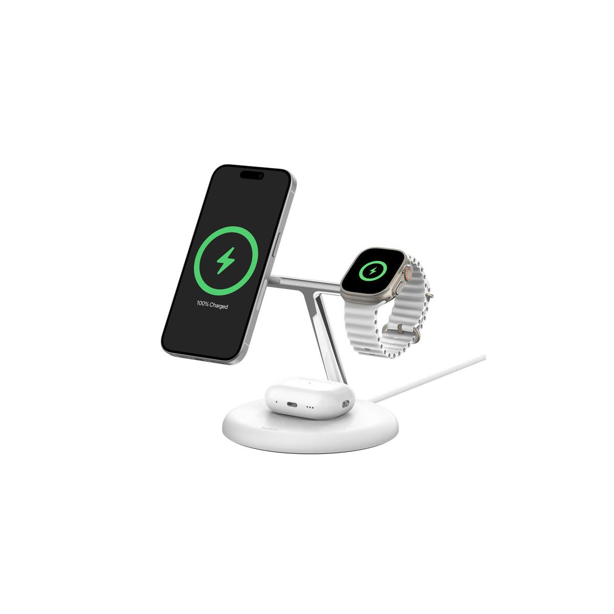 Belkin WIZ023VFWH Caricabatterie per dispositivi mobili Cuffie, Smartphone, Orologio intelligente Bianco USB Carica wireless Interno