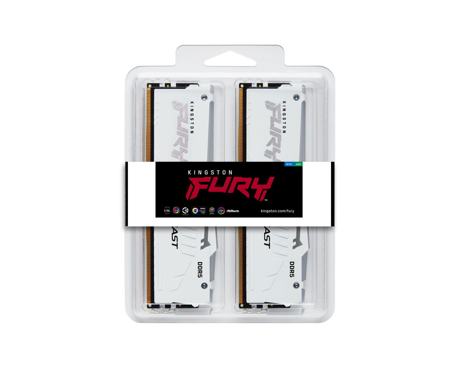 Kingston Technology FURY Beast 32GB 6000MT s DDR5 CL30 DIMM Kit da 2 moduli White RGB EXPO