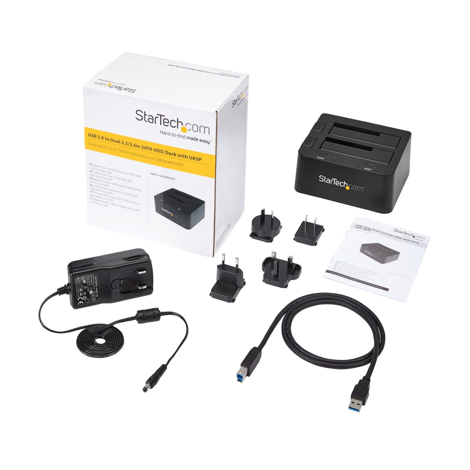 StarTech.com SDOCK2U33 docking station per unità di archiviazione USB 3.2 Gen 1 (3.1 Gen 1) Type-B Nero