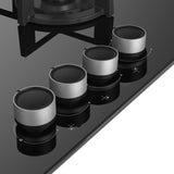 Beko Piano cottura a gas HILG64225SB 60 cm comandi frontali griglie in ghisa semi-continue 4 bruciatori Cristallo nero