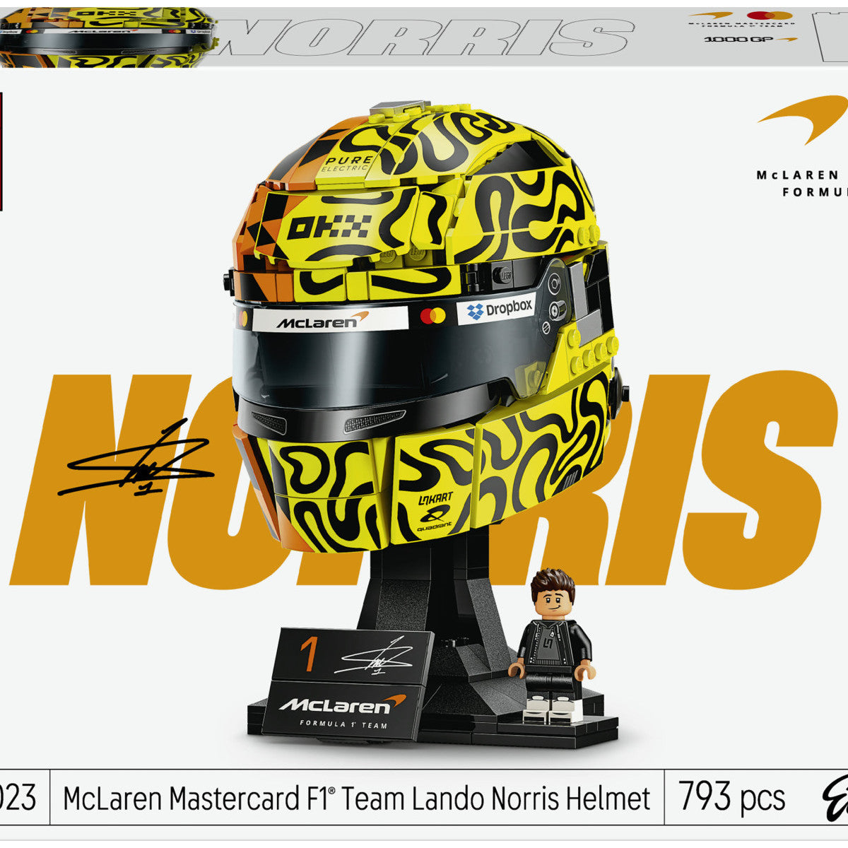 LEGO Editions 43023 Casco di Lando Norris McLaren Mastercard F1 Team, 793 Pezzi, 14