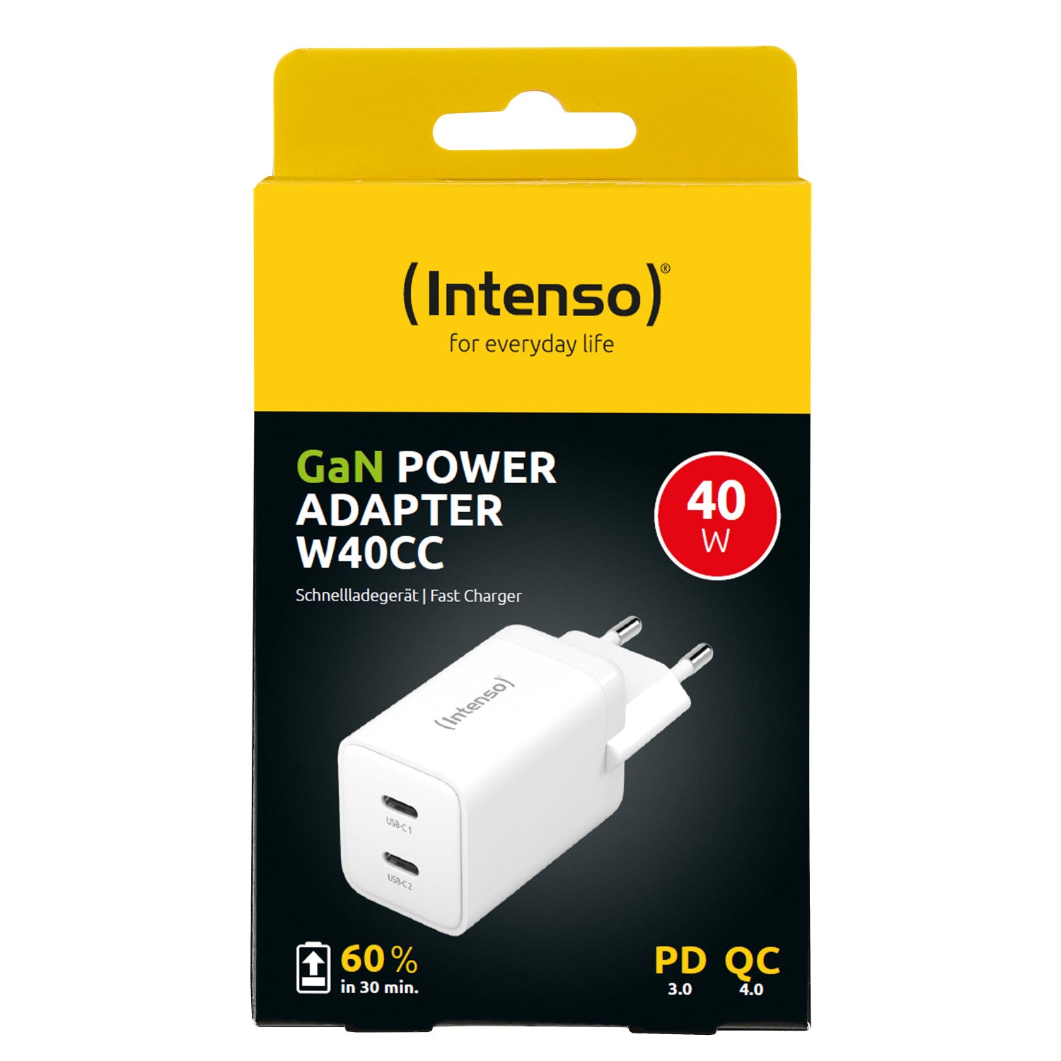 Intenso Power Adapter 2XUSB-C GAN/7804012 Universale AC Ricarica Rapida Bianco