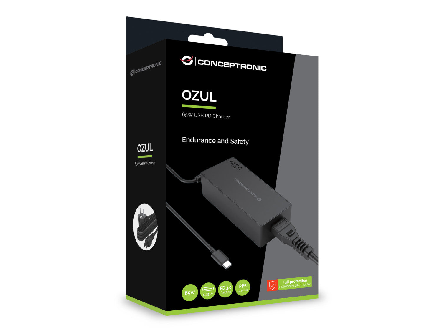 Conceptronic OZUL09BE adattatore e invertitore Interno 65 W Nero