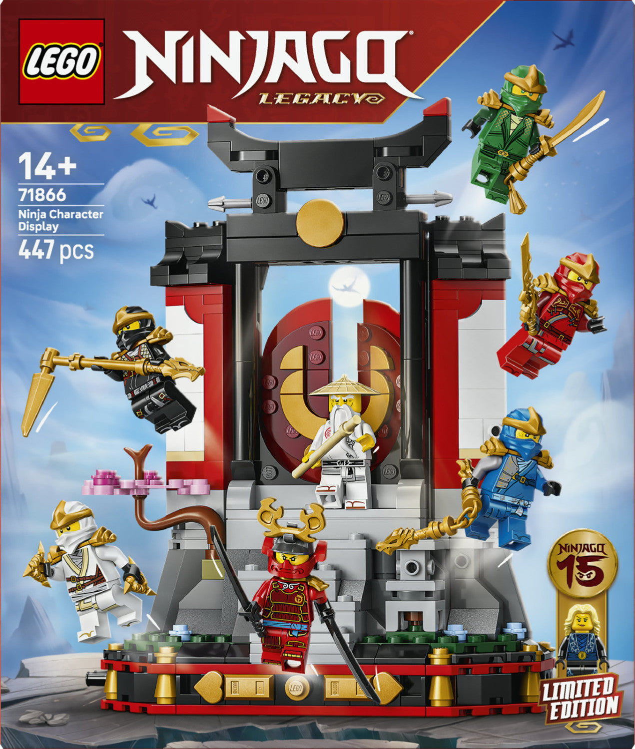 LEGO Ninjago 71866 Display Personaggi Ninja 15 Anniversario Set da Costruzione con 8 Minifigure 447 Pezzi