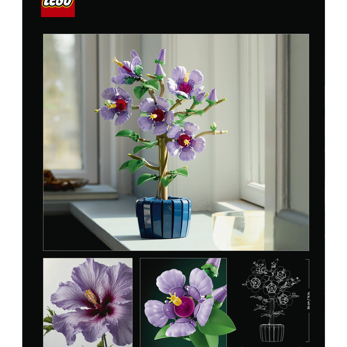 LEGO Botanicals 10372 Ibisco, Pianta Artificiale Con 4 Fiori Finti E Vaso Costruibile, Modellismo Fai Da Te, Regalo Per Adulti