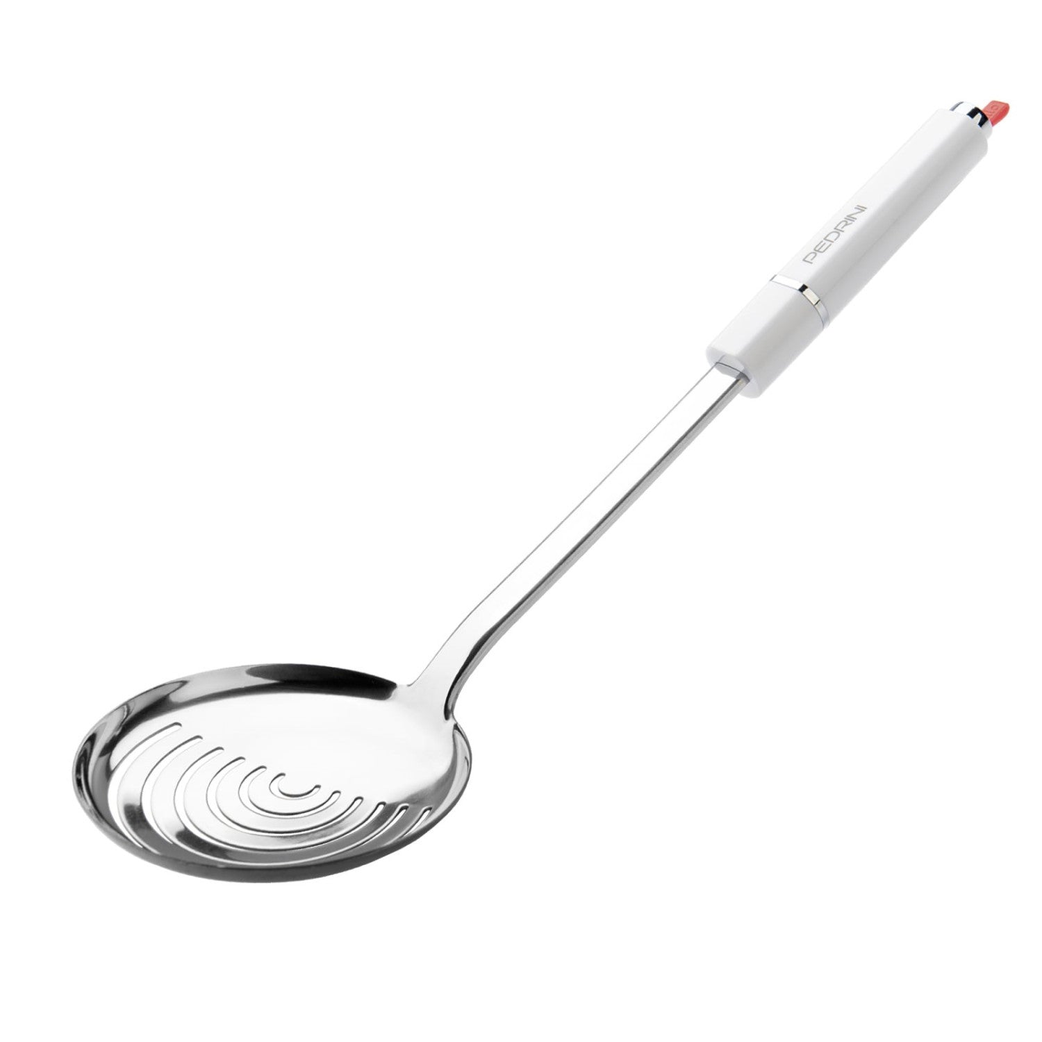Pedrini Schiumarola Lillo Stile In Acciaio Inox Lucido Con Manico Bianco