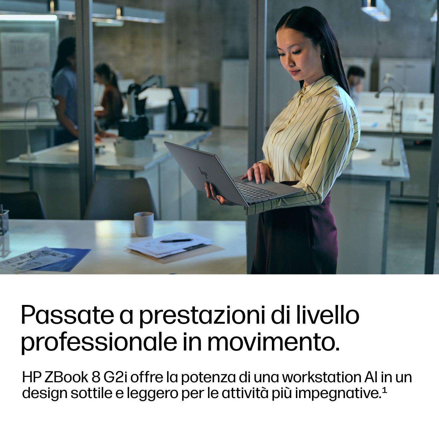 HP DS3W9AT laptop Copilot PC Intel Core Ultra 7 35,6 cm (14") WUXGA 48 GB DDR5-SDRAM 1 TB SSD Wi-Fi 7 (802.11be) Windows 11 Pro AI Workstation, AI PC Argento