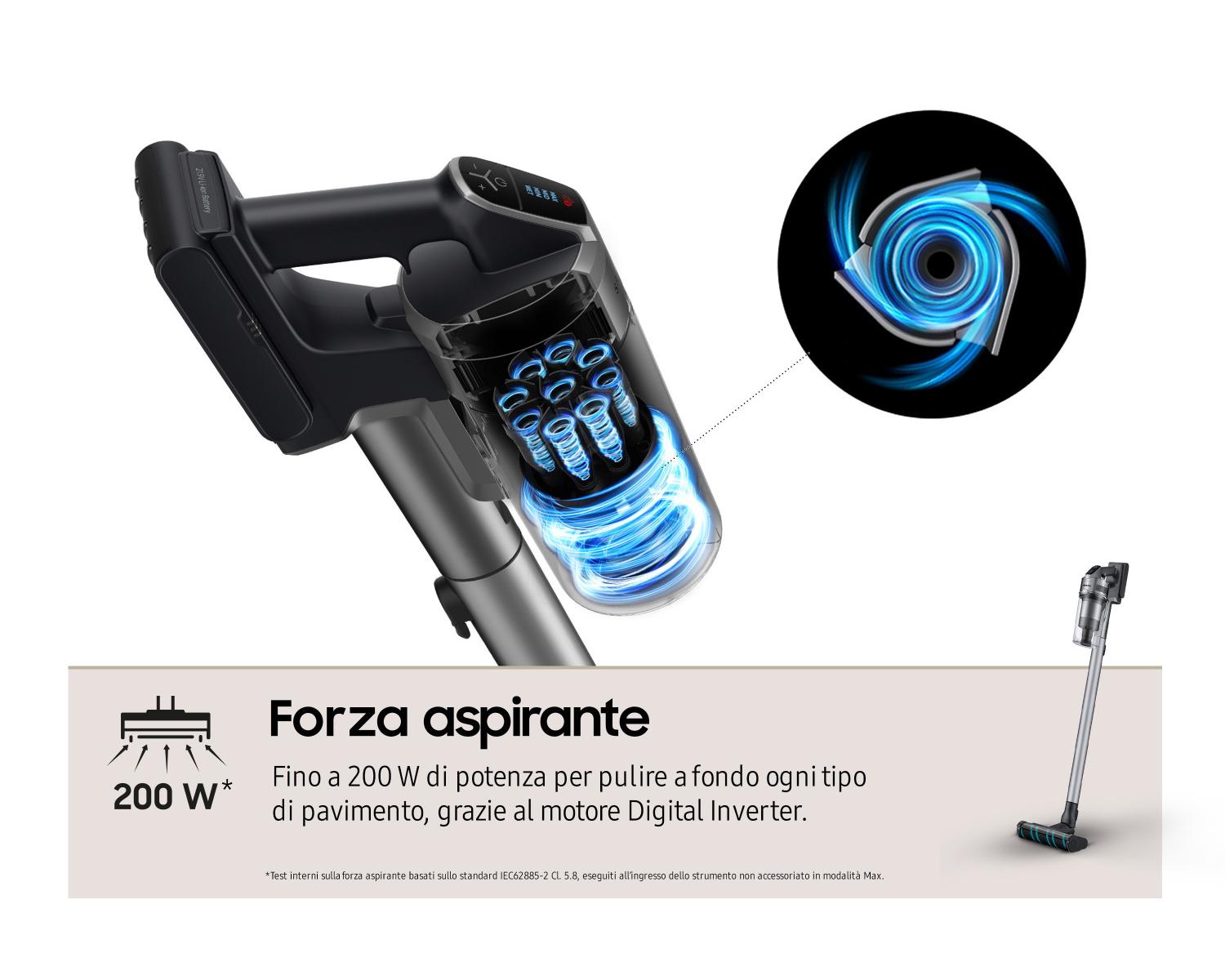Samsung Aspirapolvere senza filo Jet 75E complete 200W VS20B75ACR5