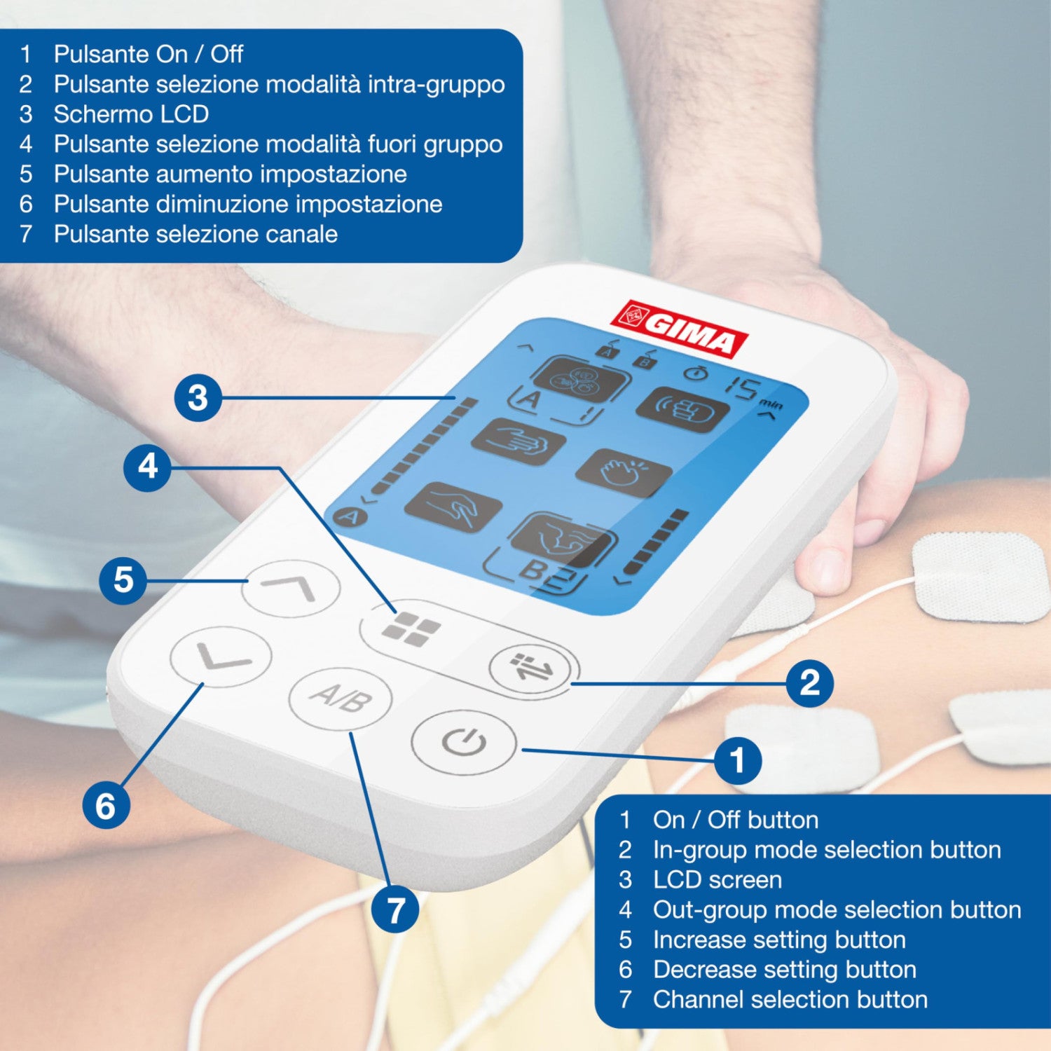 Gima Kura Tens Elettrostimolatore 2 Canali 6 Programmi