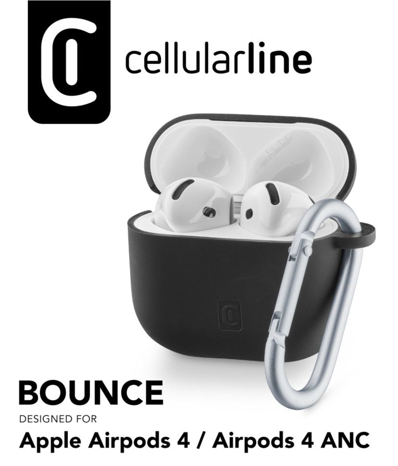 Cellularline Bounce - AirPods 4 Custodia protettiva auricolari Nero