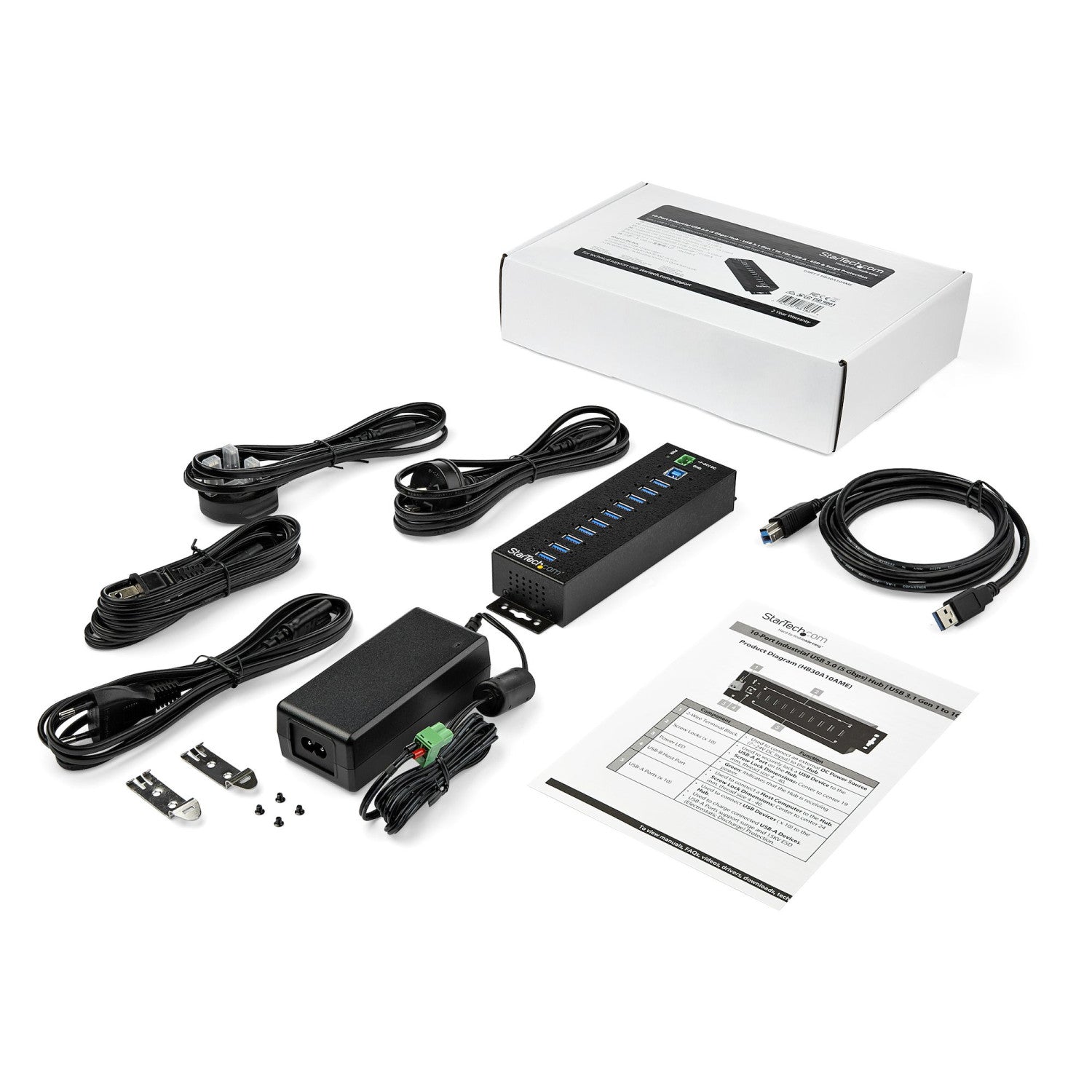 StarTech.com HB30A10AME hub di interfaccia USB 3.2 Gen 1 (3.1 Gen 1) Type-B 5000 Mbit/s Nero