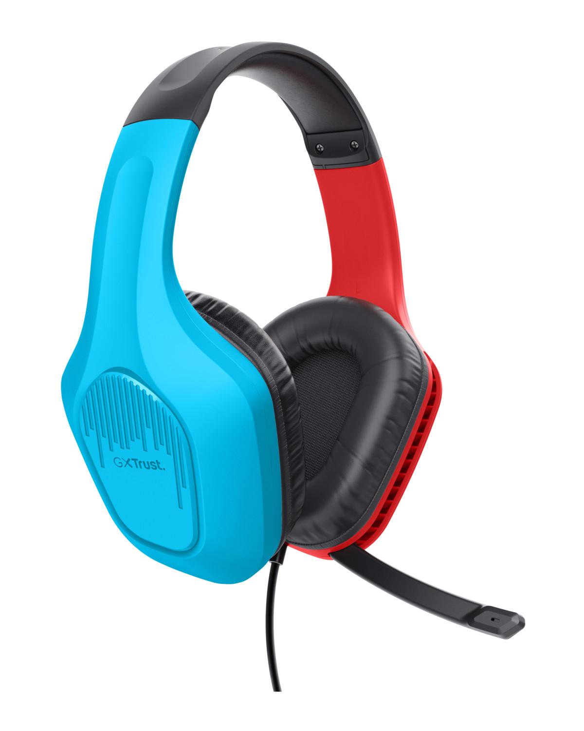 Trust GXT 416S Zirox Cuffie Cablato a Padiglione Gaming Nero Ciano Rosso