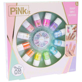 PINKIT Rainbow Nails Set per Bambini con 12 Smalti Colorati e Adesivi 40060
