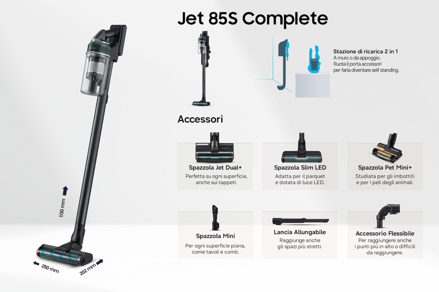 Samsung Aspirapolvere senza filo Jet 85S Complete 250W VS70H25WFT