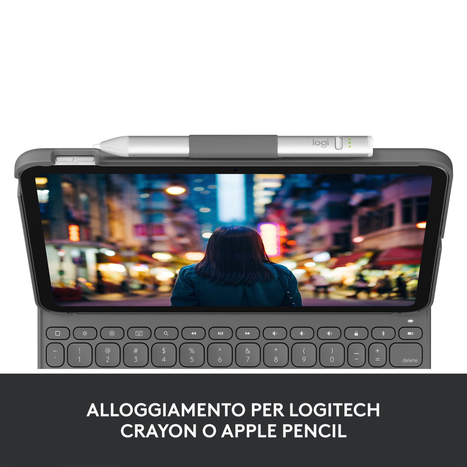 Logitech Slim Folio Custodia con Tastiera Bluetooth QWERTY Italiano per Apple Ipad 10 Grigio