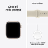 Apple Watch SE (3nd generation) SE 3 GPS, Cassa 40 mm in alluminio galassia con Cinturino Sport sabbia - S/M