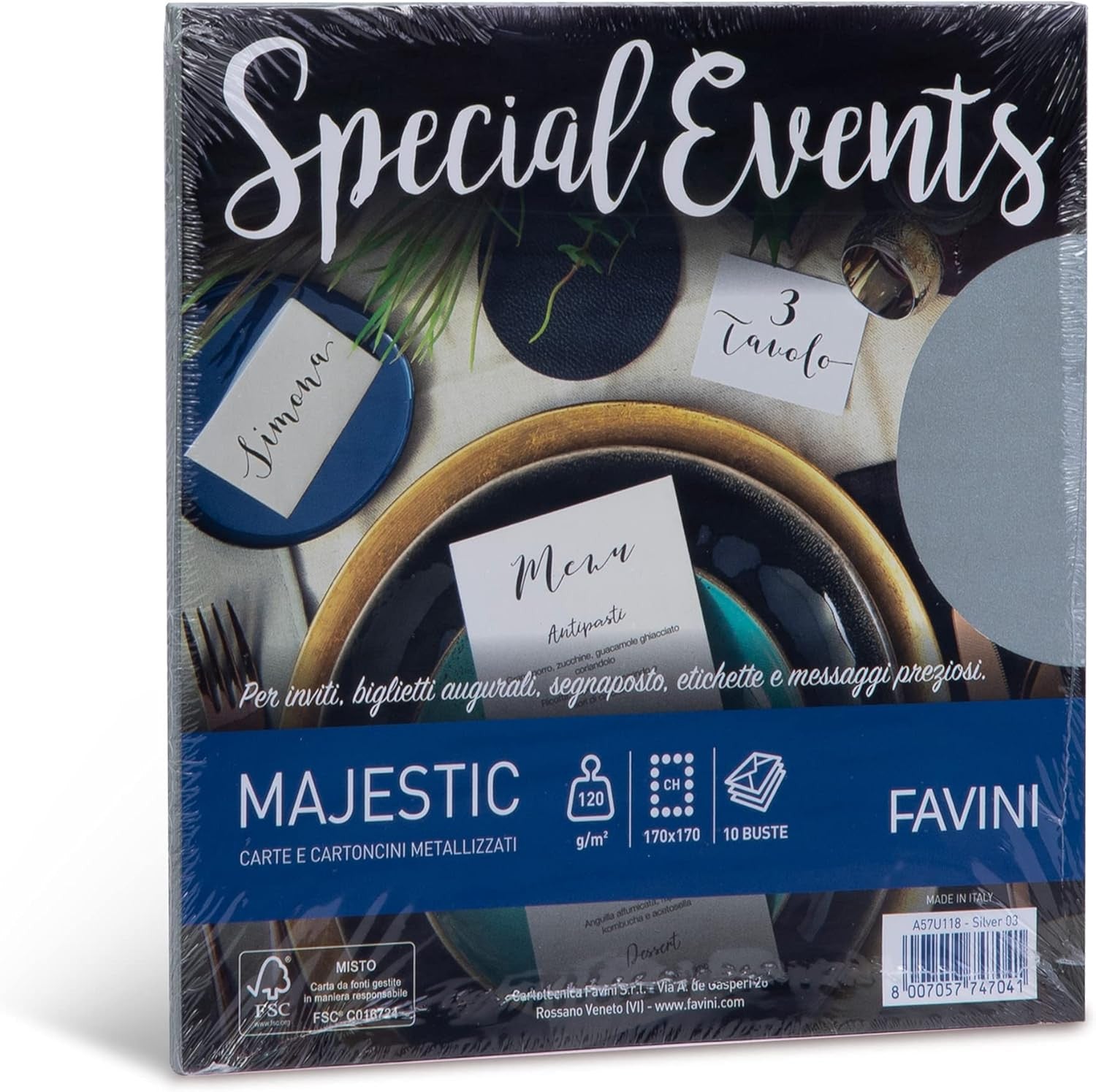 Favini A57U118 busta Argento 10 pz