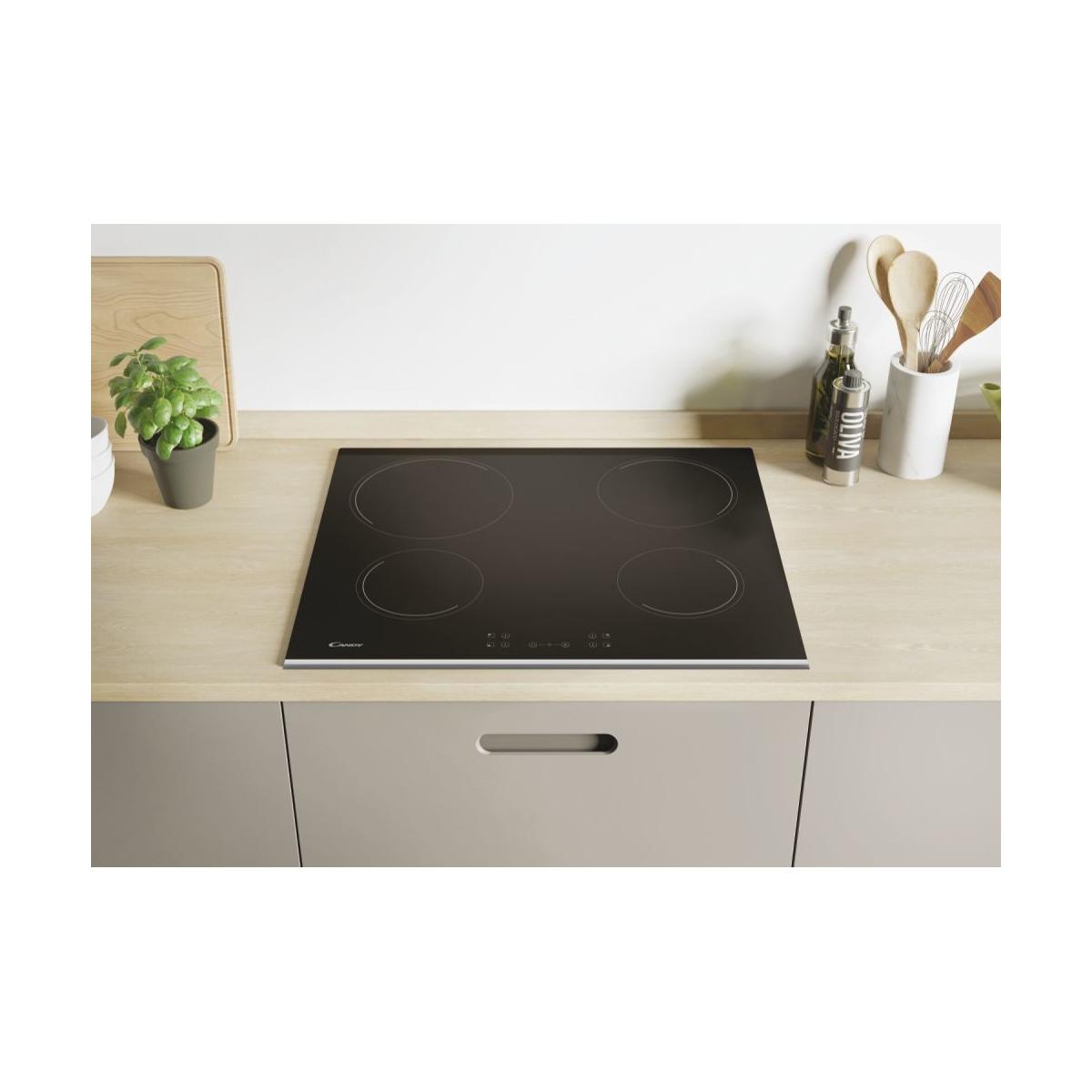 Candy Timeless CH64XB Piano Cottura da Incasso Ceramica 4 Fornelli Nero