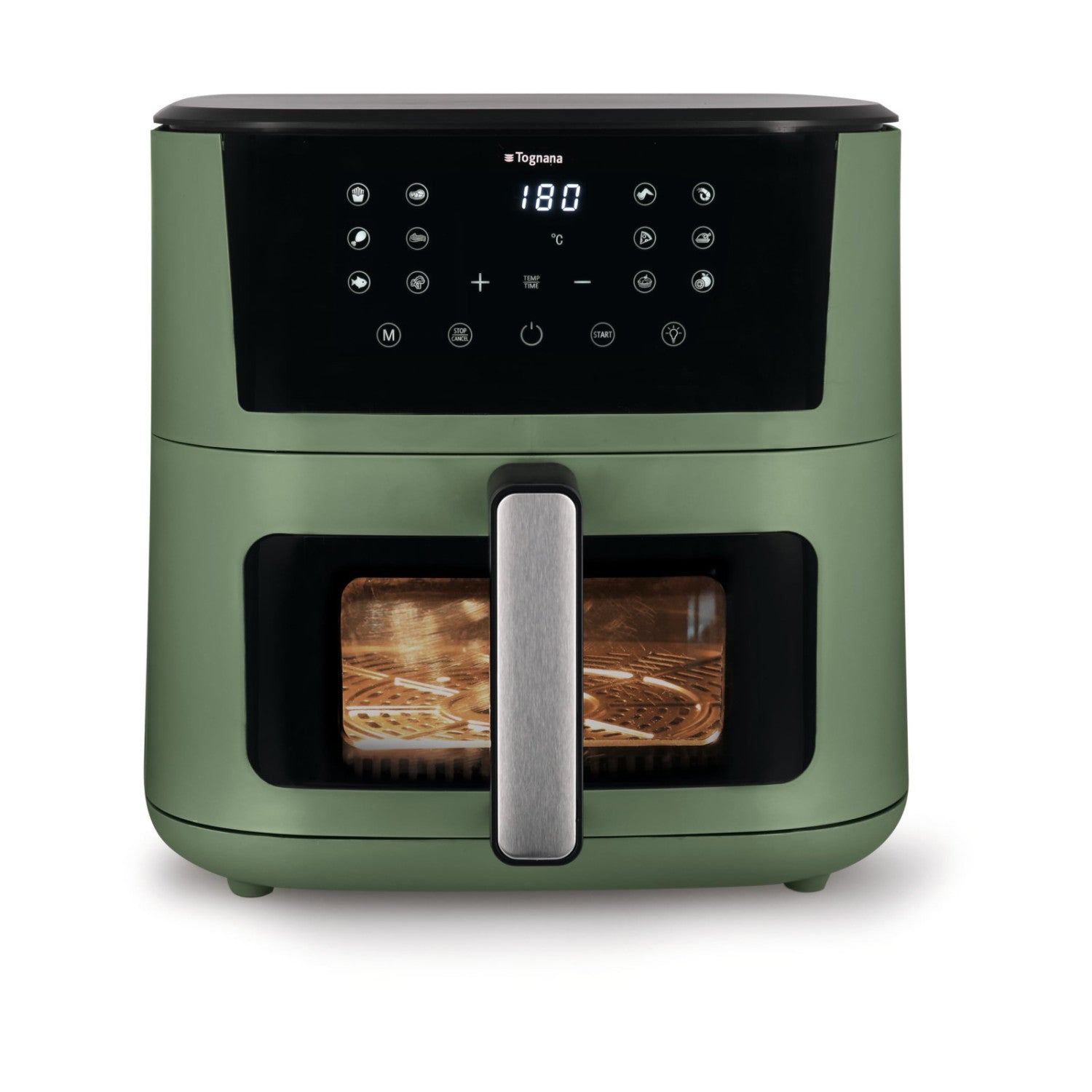 Tognana Iridea Friggitrice Ad Aria 10L Verde Salvia, Doppia Resistenza, Display Digitale, 12 Programmi, Timer 60 Min, 80-200 C, 2200W
