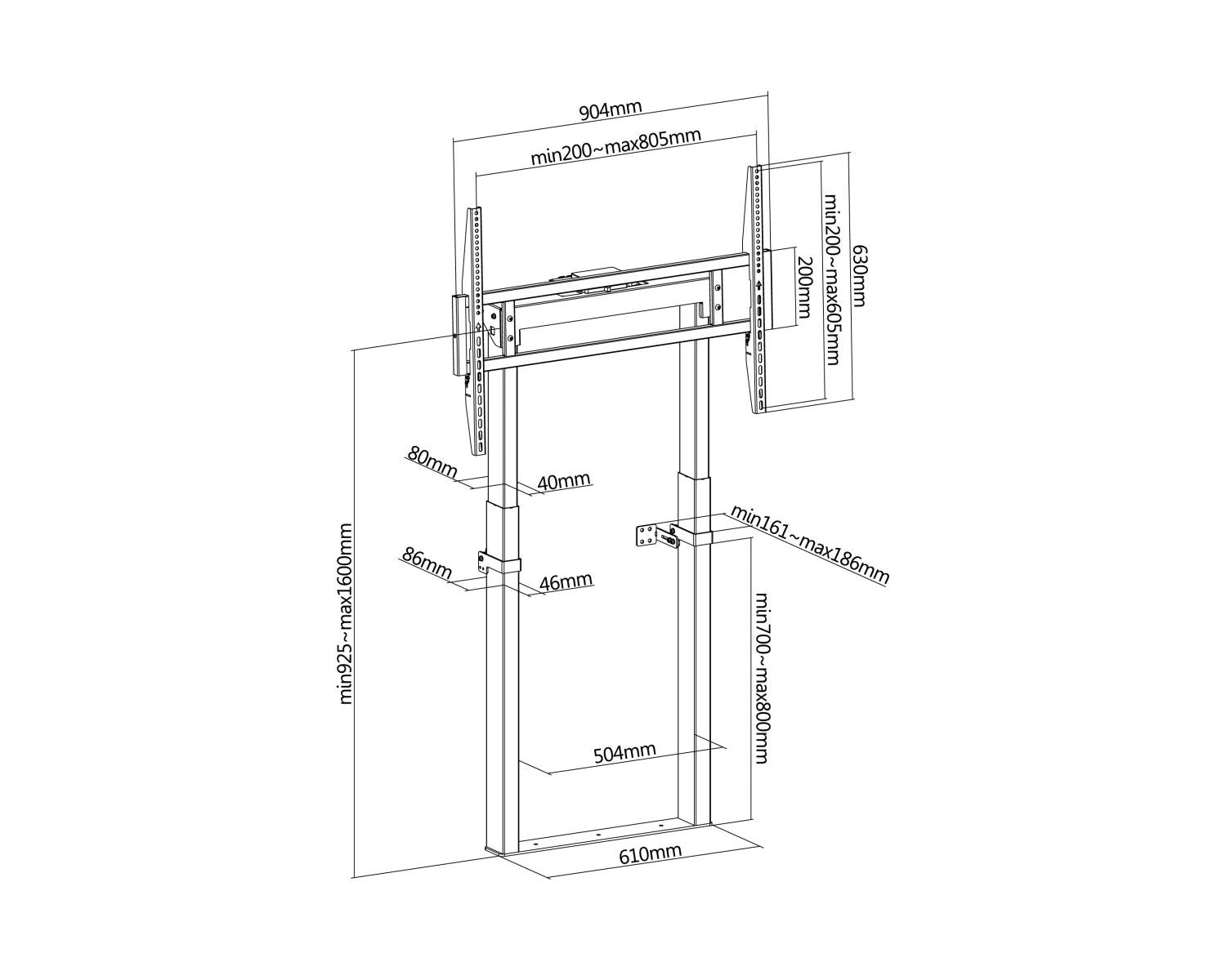 Equip 650347 Supporto TV a parete 2,54 m 100 pollici Nero