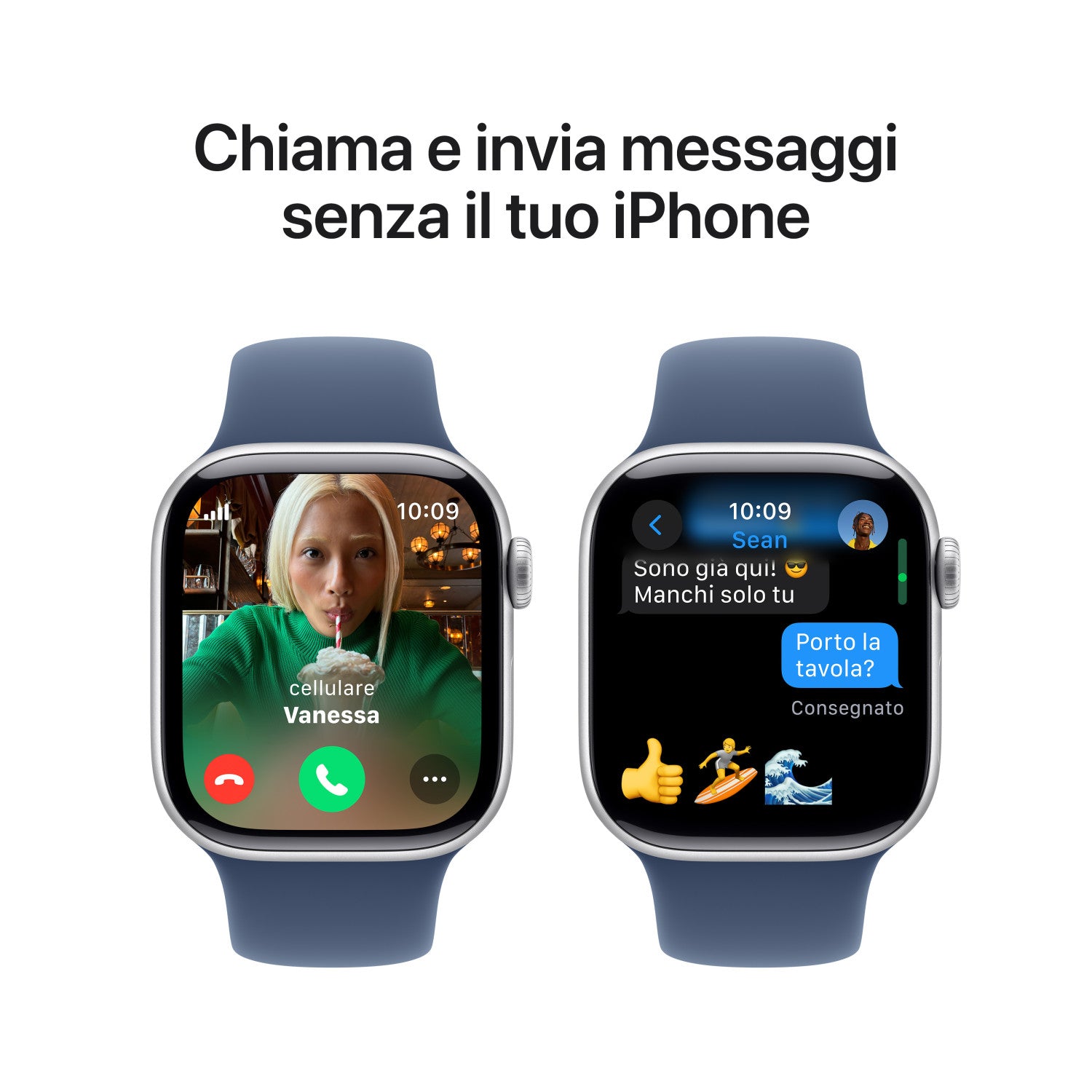 Apple Watch Series 10 GPS Cellular 42mm Cassa in Alluminio Color Argento con Denim Sport Band S M