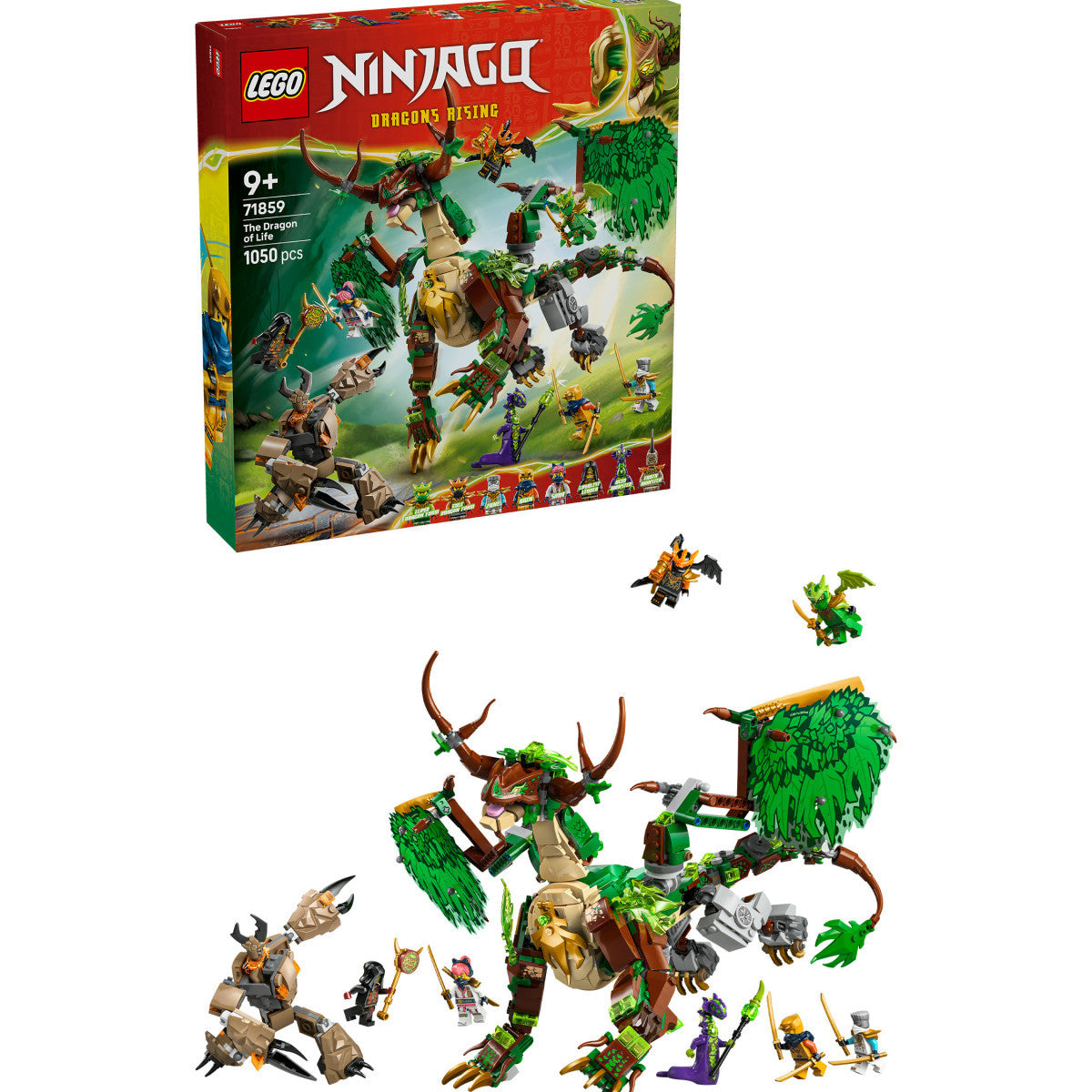 LEGO Ninjago Drago Della Vita 71859 - Action Figure Drago Verde, Mini Mech, 8 Minifigure, 1050 Pezzi, 8 Anni