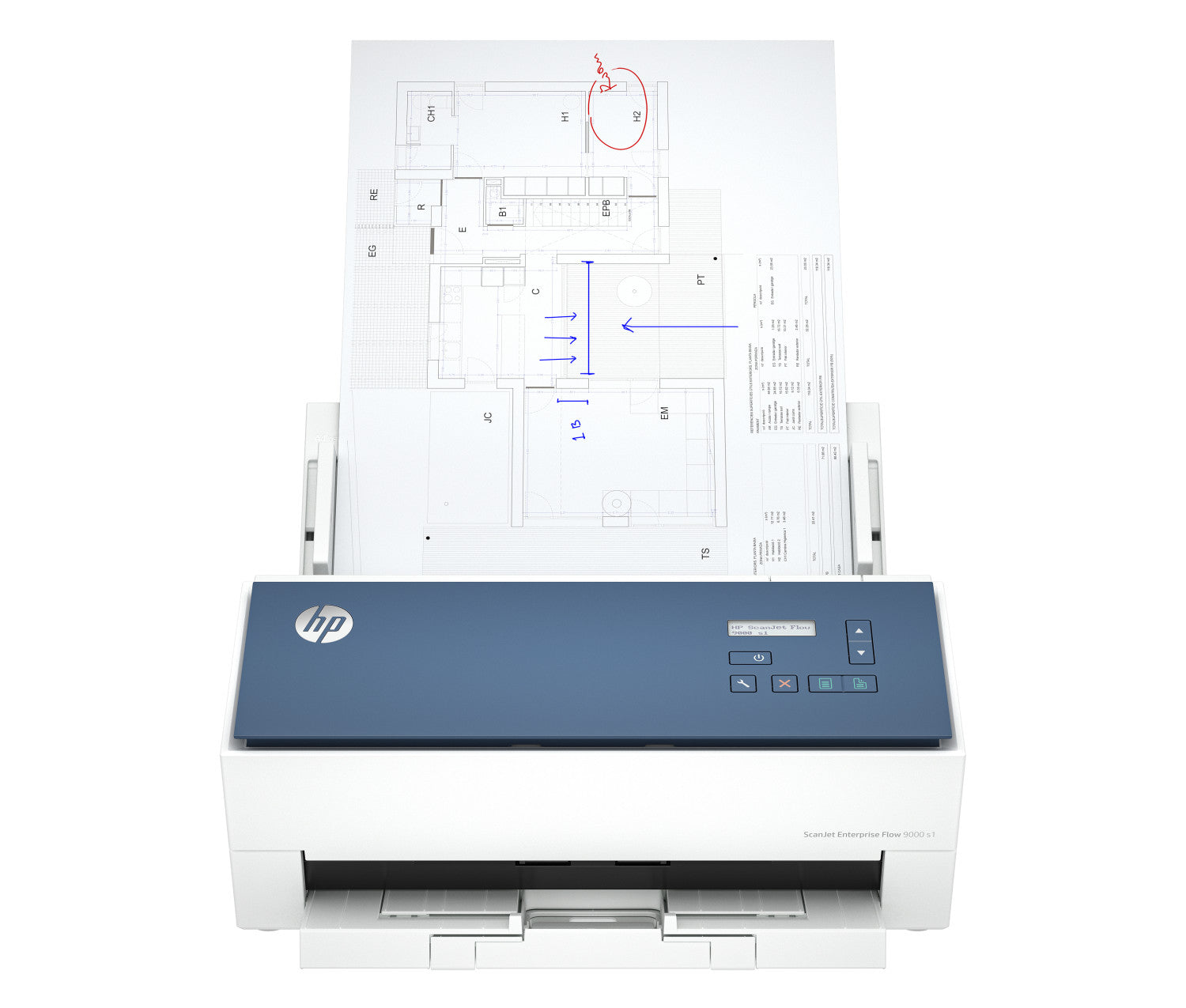 HP ScanJet Enterprise Flow 9000 s1 Scanner con ADF alimentatore di fogli 1200 x 1200 DPI A3 Blu, Bianco