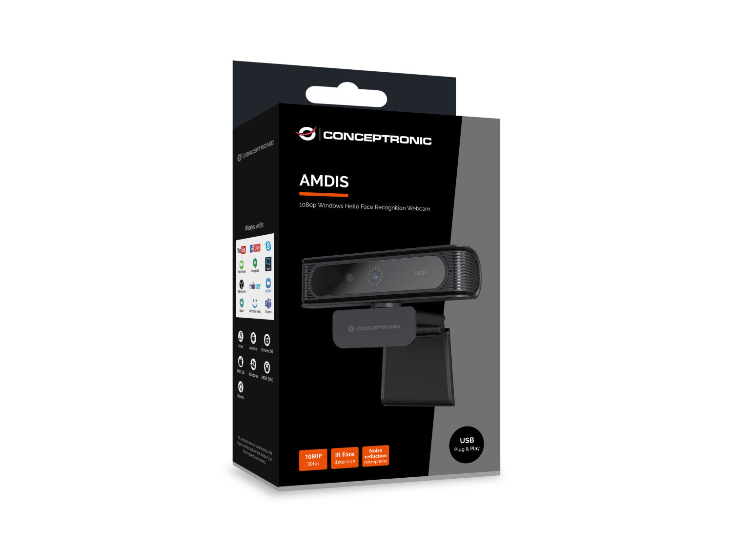 Conceptronic AMDIS09B webcam 2 MP 1920 x 1080 Pixel USB 2.0 Nero