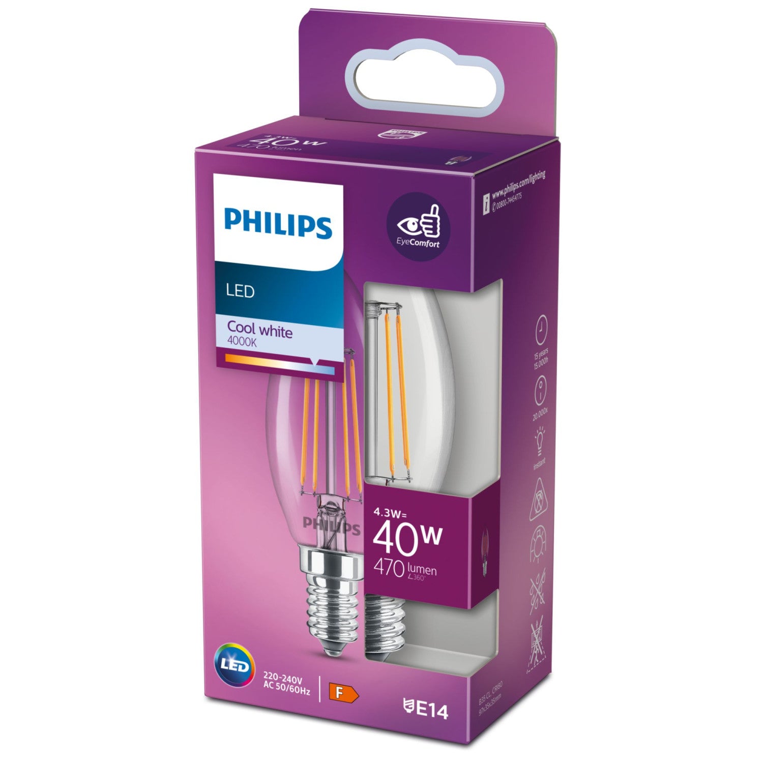 Philips 8718699762179 lampada LED 4,3 W E14 F