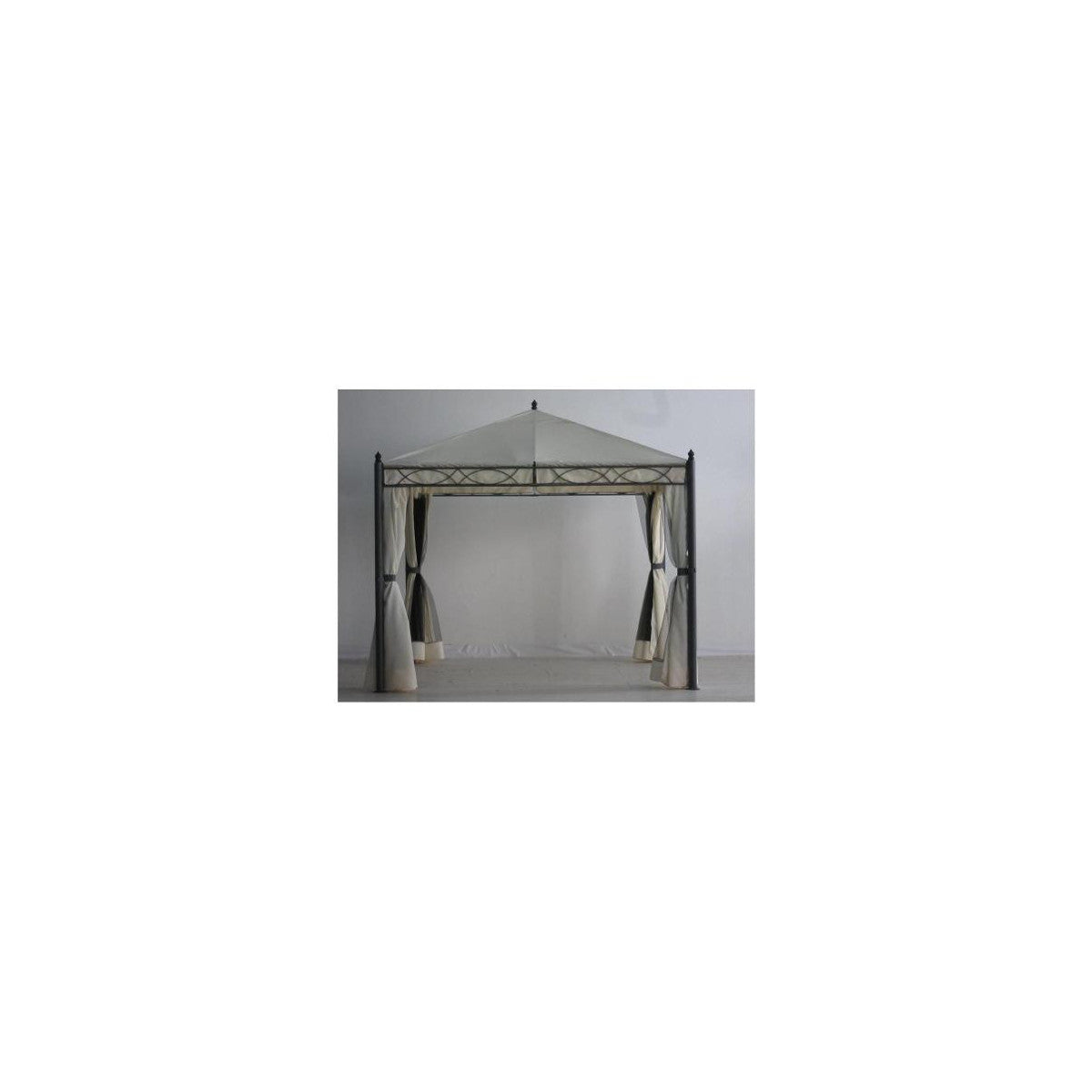 Gazebo Amicasa Oregon Beige 3x3 M In Acciaio Con Copertura In Poliestere Pvc E Zanzariere