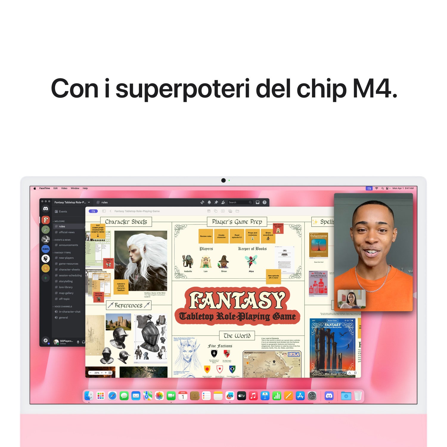 Apple iMac 24 pollici Retina Display 4.5K Chip M4 con CPU 8core GPU 8core 16GB 256GB SSD Rosa