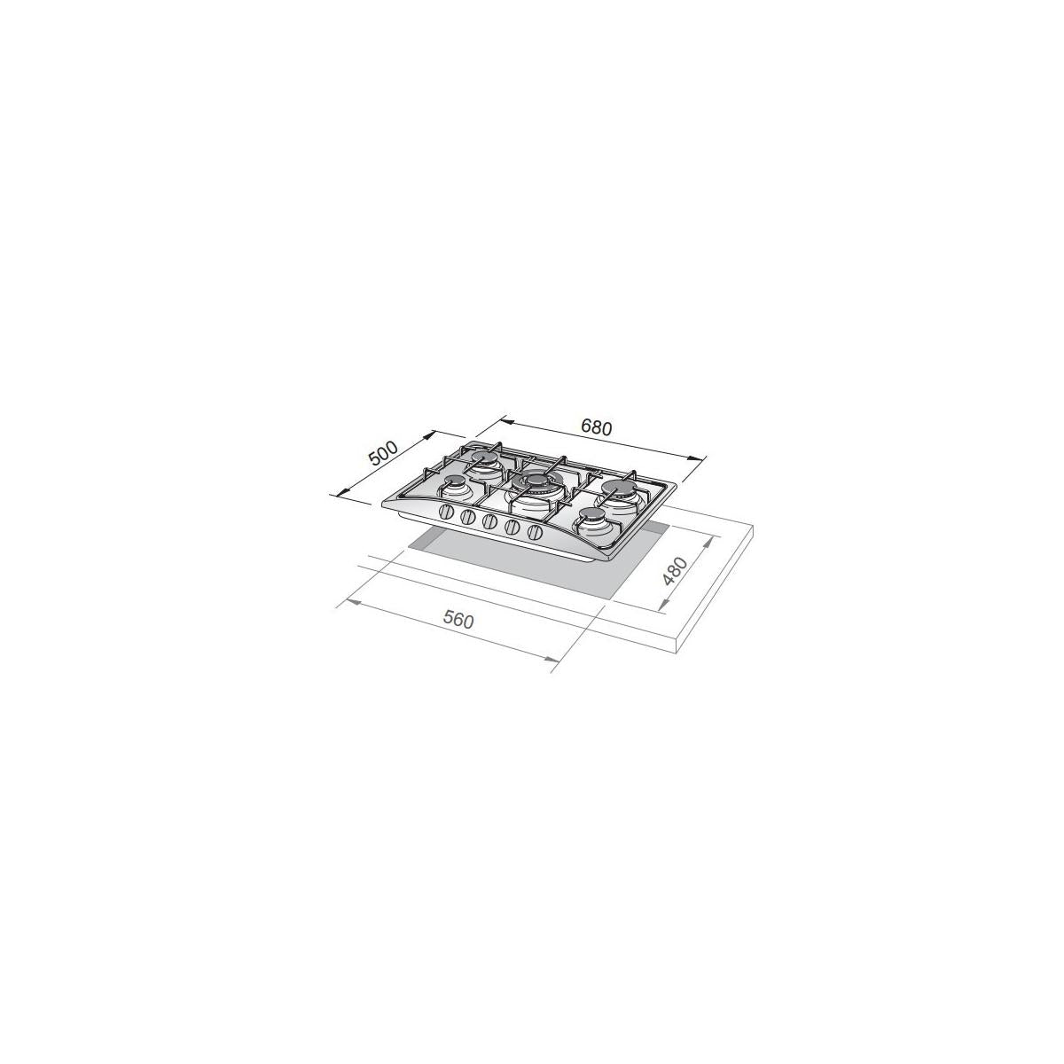 De Longhi FFT 57 ASV Piano Cottura Da Incasso 68 cm Gas 5 Fornelli Rame